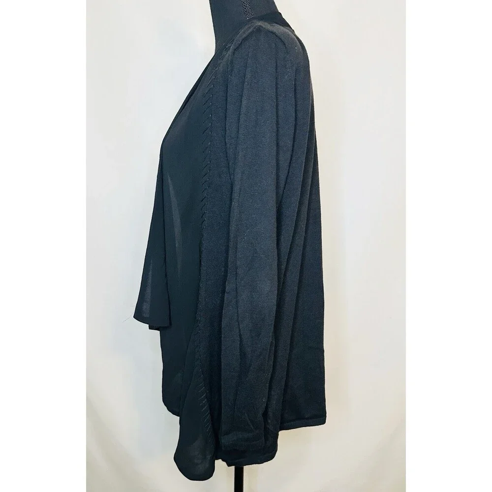 Soft Surroundings Black Open Front‎ Cardigan Cotton Blend Women's MEDIUM